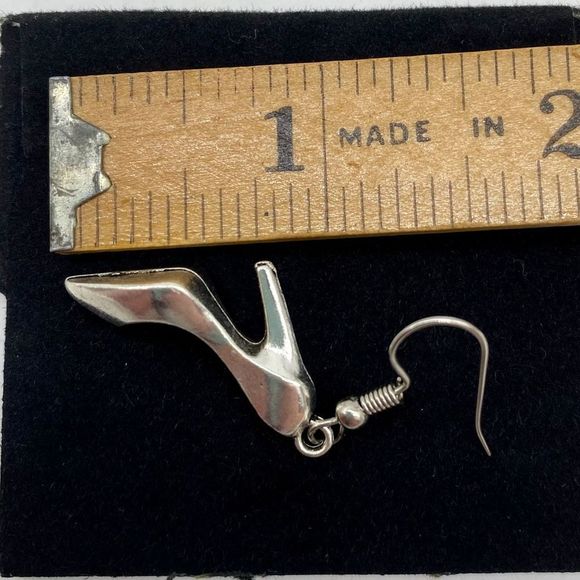 Silver High Heel Shoe Earrings - Picture 10 of 12